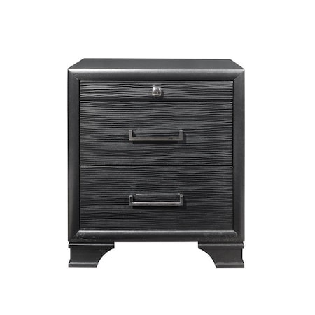 Homeroots Grey Nightstand with 3 Drawers 384061